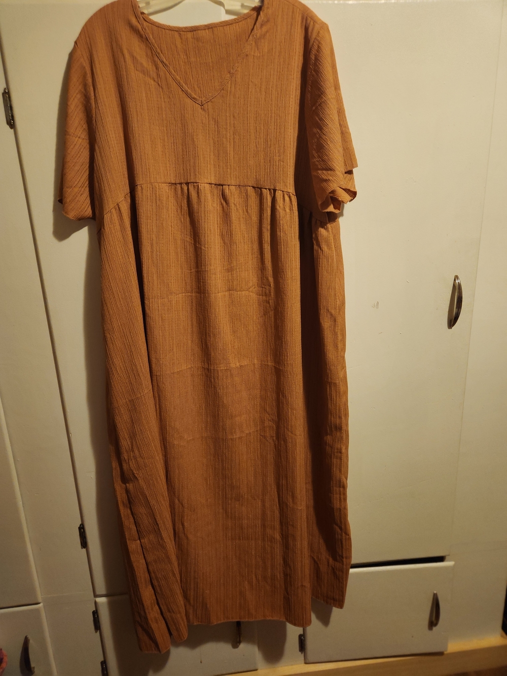 Women's Casual Cotton Midi Dress in Rust